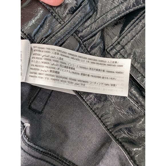 Abercrombie & Fitch 90s Straight Ultra High Rise Vegan Leather Pants Black 31/12 - Picture 8 of 11